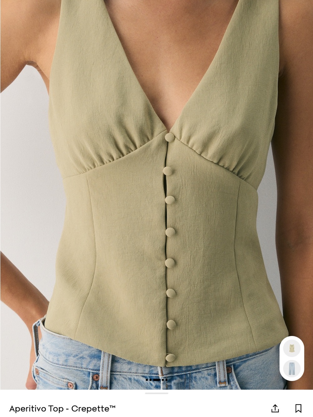 Aritzia Crepette Aperitivo Vest in Martini Olive